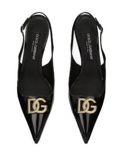 logo-plaque slingback pumps