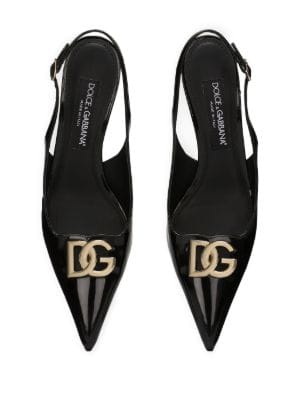 logo-plaque slingback pumps