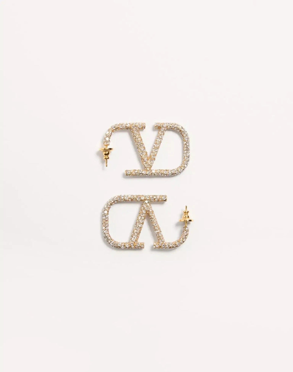 Signature Earrings In Metal And Swarovski Crystals.