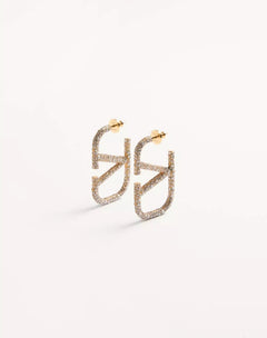 Signature Earrings In Metal And Swarovski Crystals.