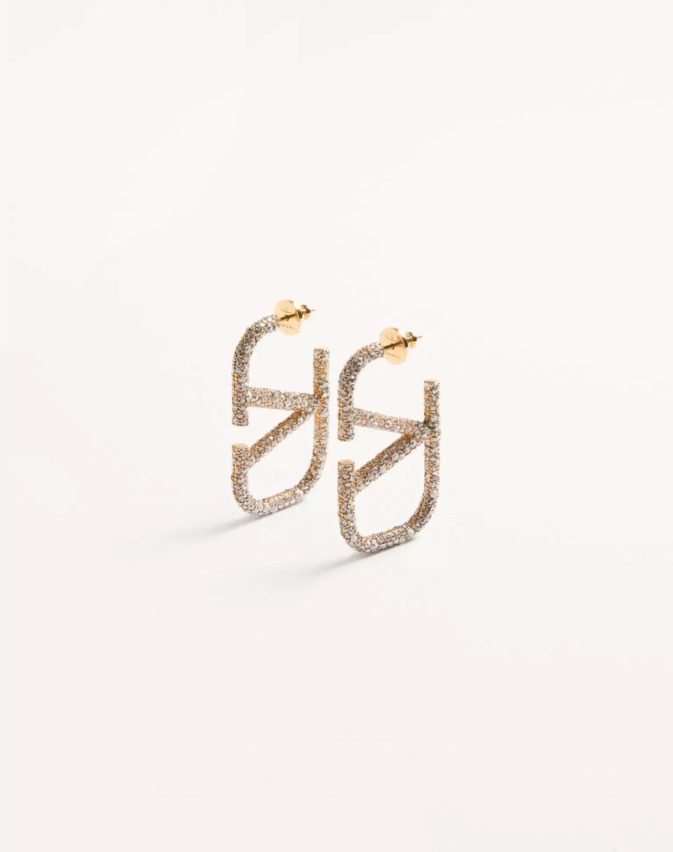 Signature Earrings In Metal And Swarovski Crystals.
