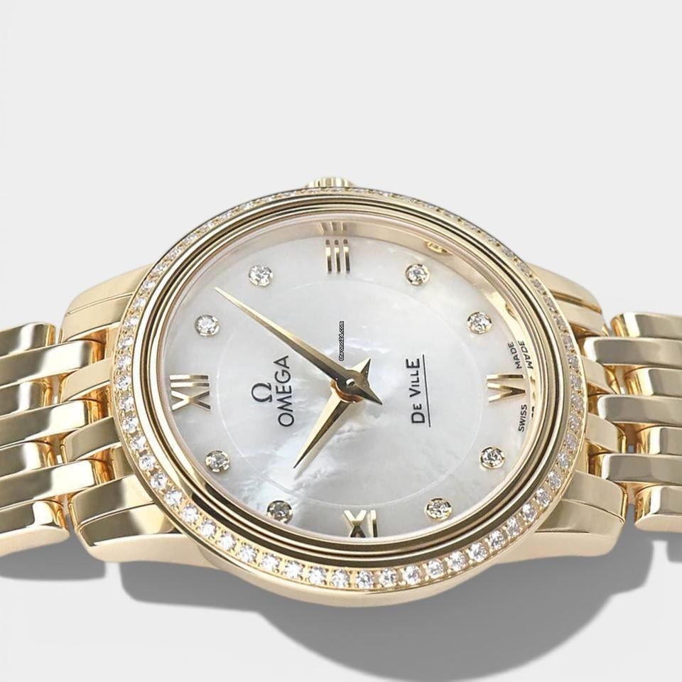 Omega De Ville Prestige Yellow gold / 27.4 mm / Box&Papers / 424.55.27.60.55.001