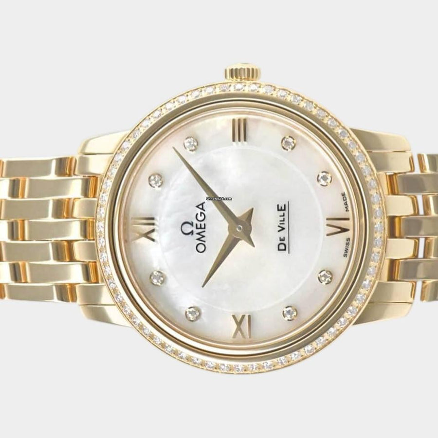 Omega De Ville Prestige Yellow gold / 27.4 mm / Box&Papers / 424.55.27.60.55.001