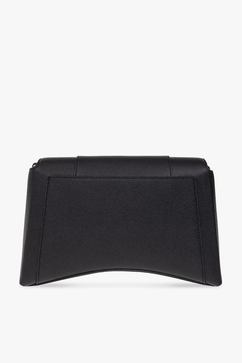 Luxury Black Leather Clutch Bag with Metal B Lock Design