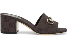 Gucci Slide Sandal Horsebit Dark Brown Gg Canvas Womens