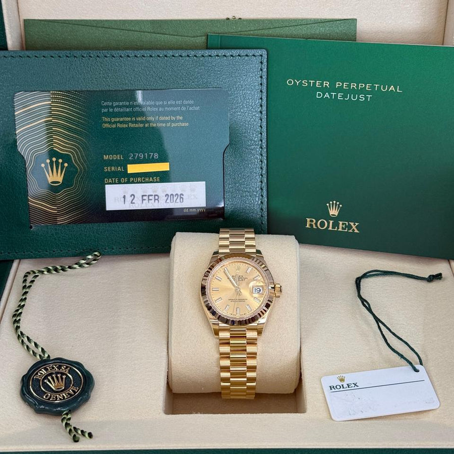 Rolex | Datejust | 279178 | Yellow gold | 28 mm | Yellow gold | Champagne | Automatic