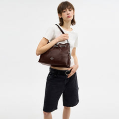 Coach Evelyn Shoulder Bag With Quilting Silver Maple