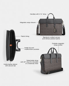 Coach Sullivan Portfolio Brief In Signature Canvas Gunmetal Grey Charcoal