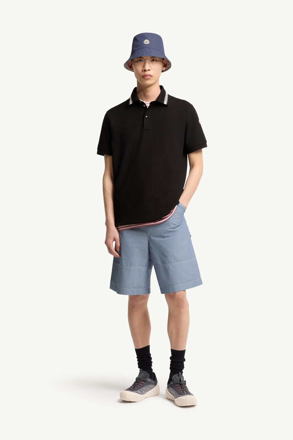 Moncler Cotton Piquet Polo Shirt Black Black