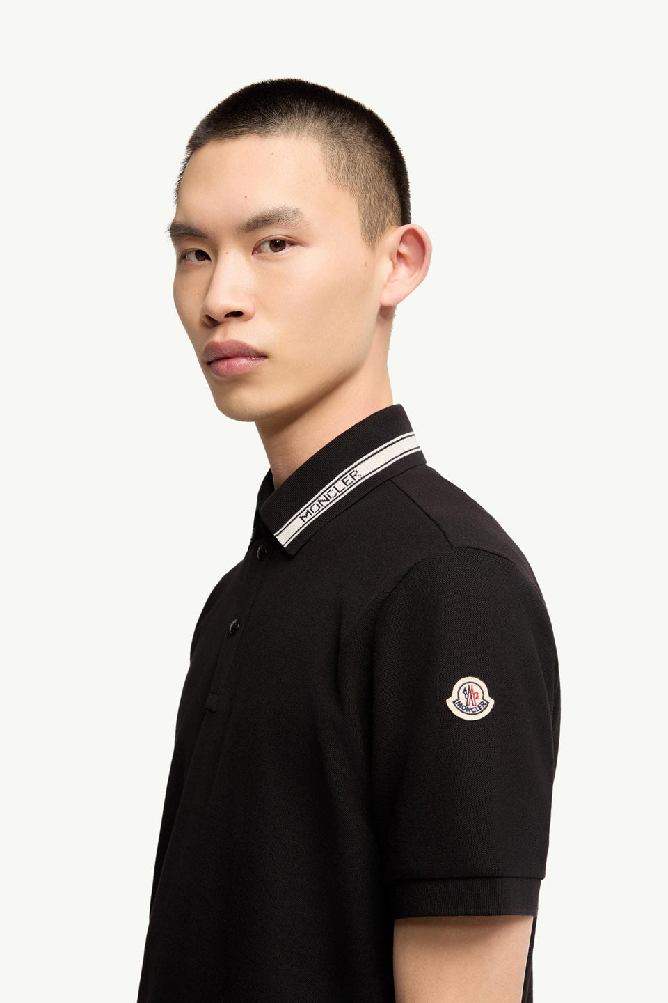 Moncler Cotton Piquet Polo Shirt Black Black