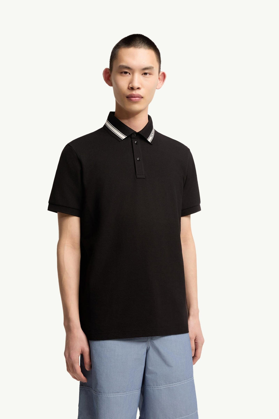 Moncler Cotton Piquet Polo Shirt Black Black