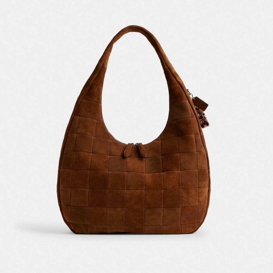 Coach Alter/Ego Large Crescent Shoulder Bag In Upcrafted Suede Warm Brown