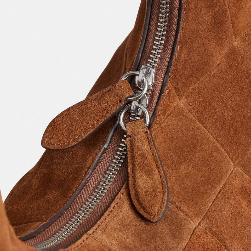 Coach Alter/Ego Large Crescent Shoulder Bag In Upcrafted Suede Warm Brown
