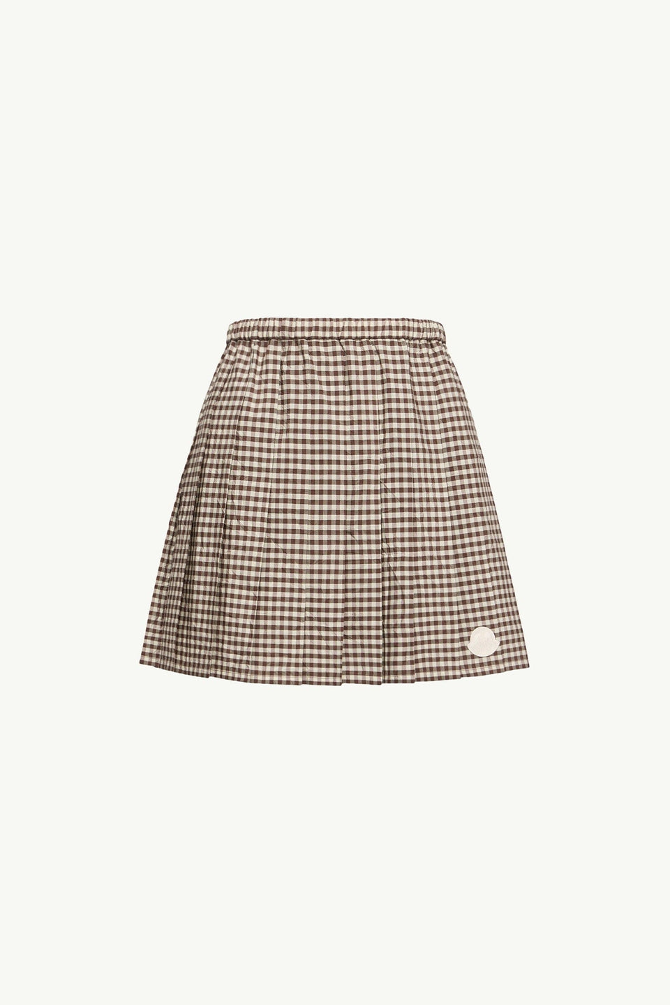 Moncler Vichy Cotton Blend Pleated Mini Skirt White & Brown White & Brown