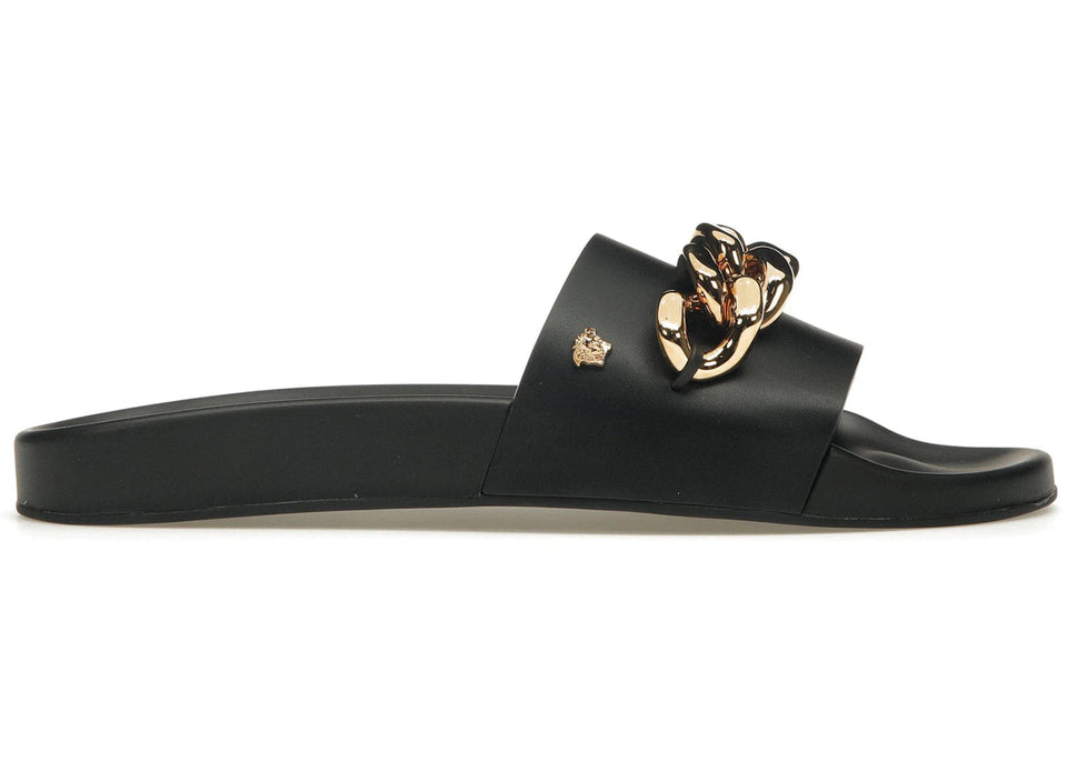 Versace Pool Slide Medusa Chain - Black