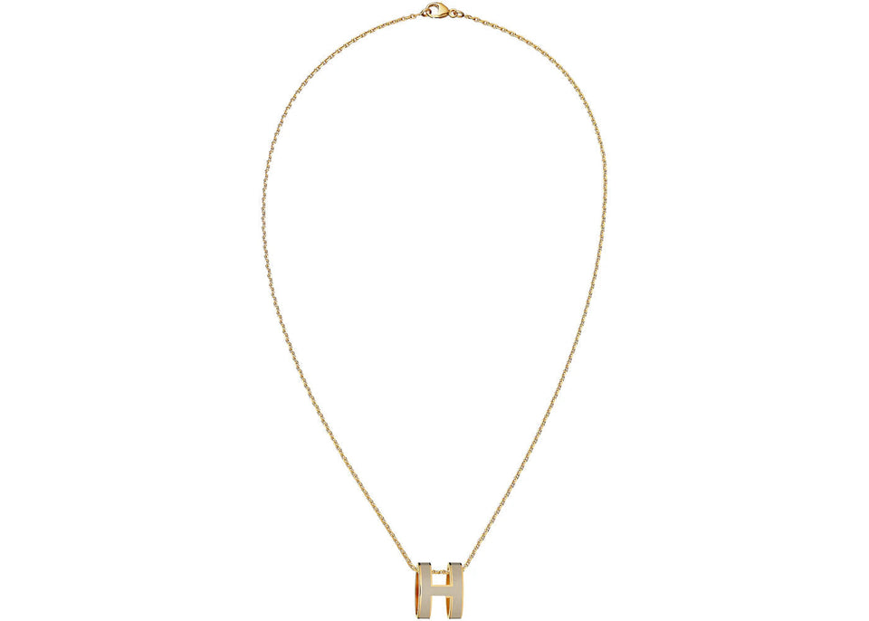 Hermes Mini Pop H Pendant Gold-Tone Marron Glace