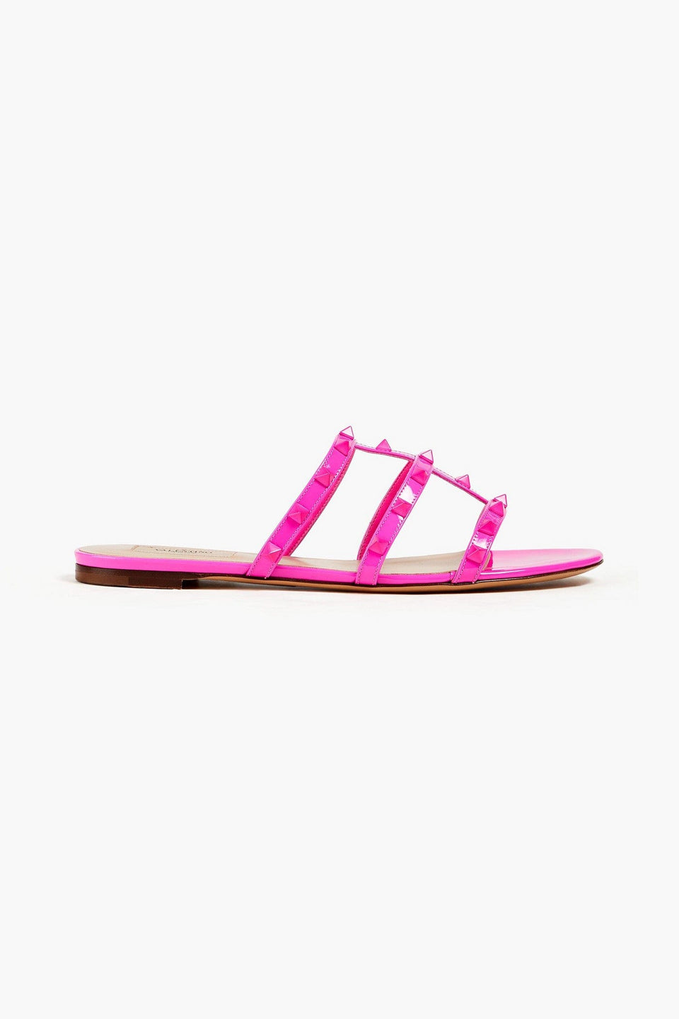 Valentino Garavani Rockstud Patent-Leather Sandals Bright Pink Women's