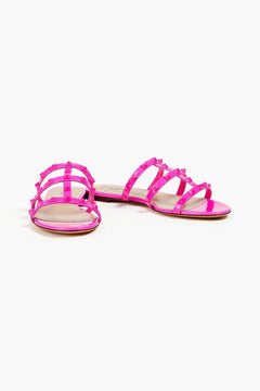 Valentino Garavani Rockstud Patent-Leather Sandals Bright Pink Women's