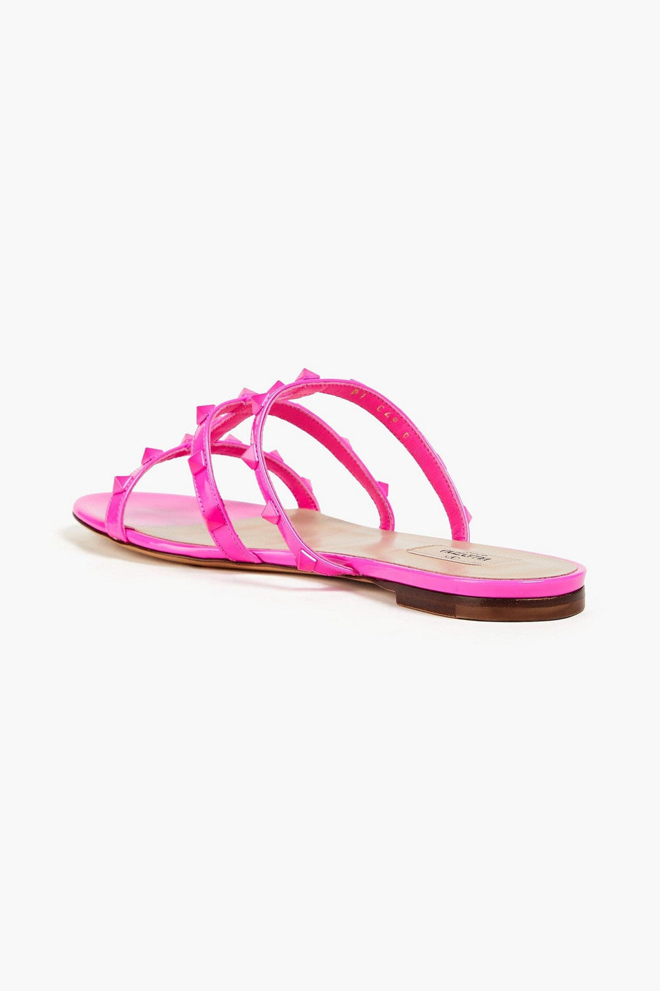 Valentino Garavani Rockstud Patent-Leather Sandals Bright Pink Women's