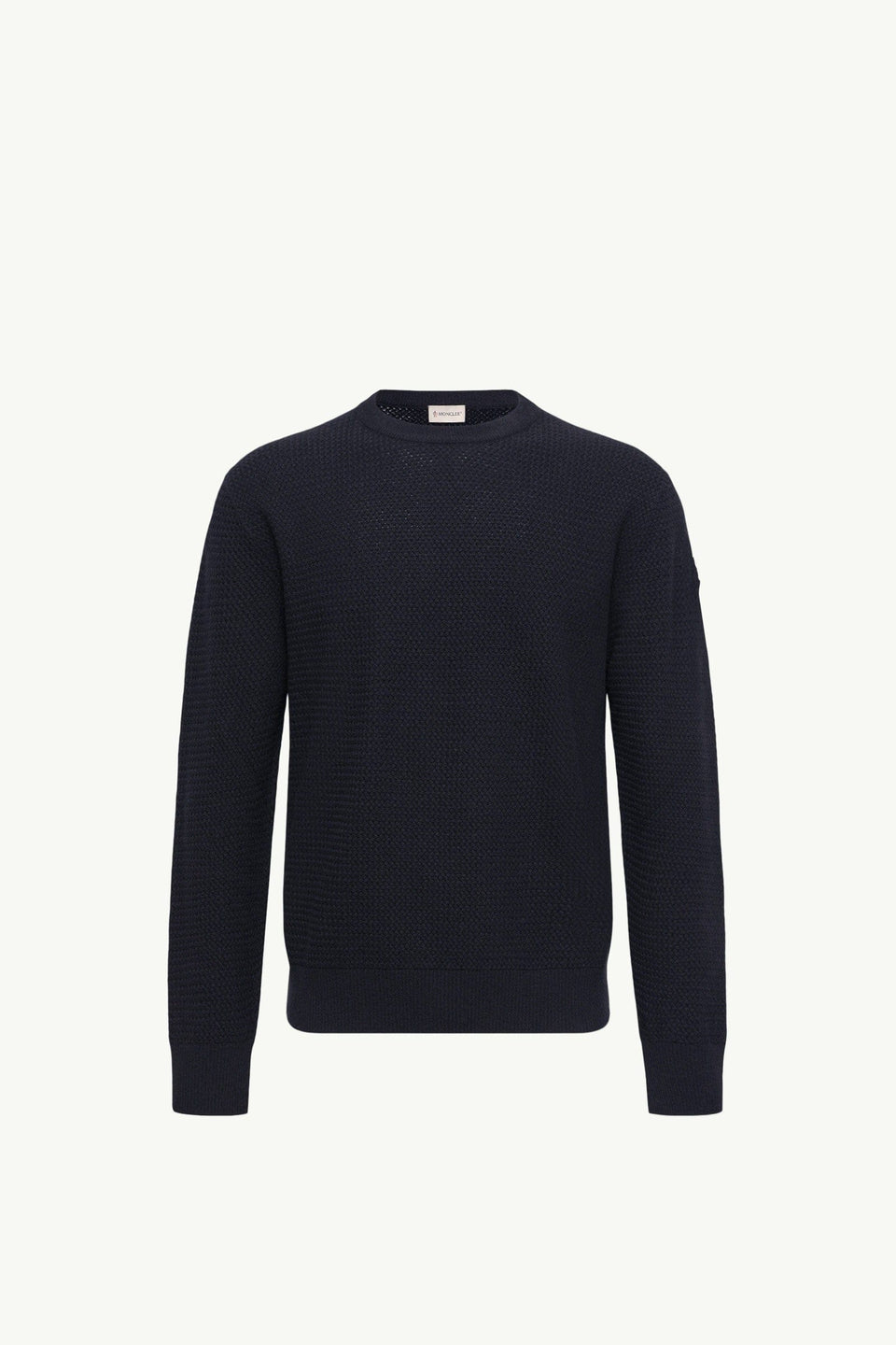 Moncler Textured Cashmere & Wool Sweater Navy Blue Navy Blue