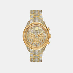 Michael Kors Lexington Women Quartz Gold Dial Chronograph Stainless Steel Watch Mk4971