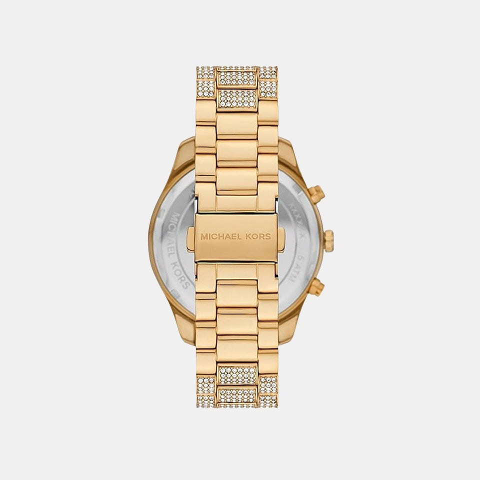 Michael Kors Lexington Women Quartz Gold Dial Chronograph Stainless Steel Watch Mk4971