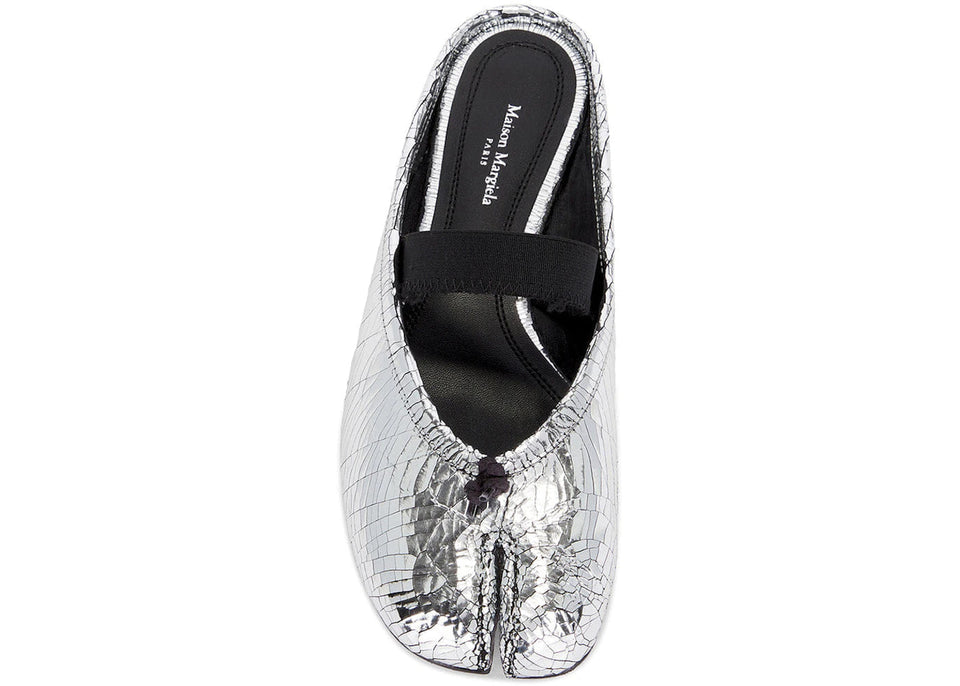 Maison Margiela Tabi Ballet Mule Textured Silver Black Womens