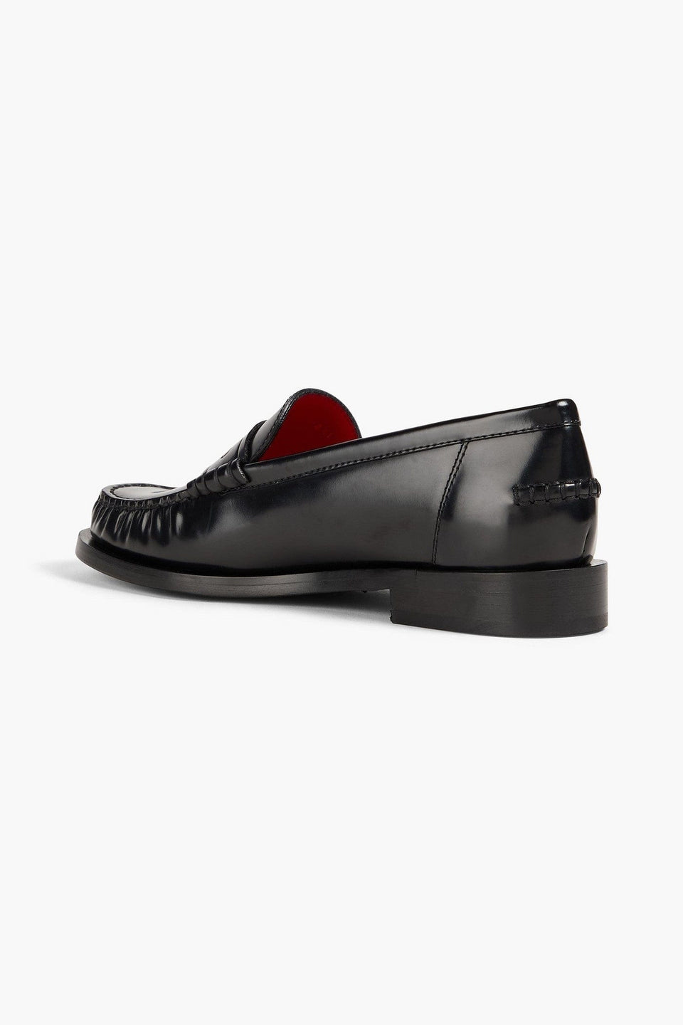 Ferragamo Embossed Glossed-Leather Loafers Black Women's