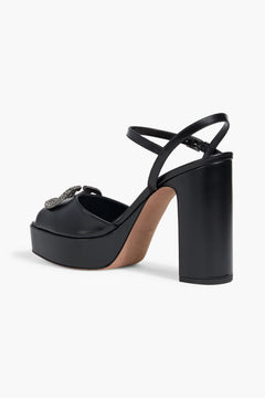 Valentino Garavani Vlogo Signature Crystal-Embellished Platform Sandals Black Women's