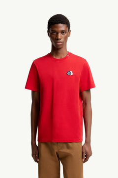Moncler Embroidered Tricolor Logo Cotton T-Shirt Red Red