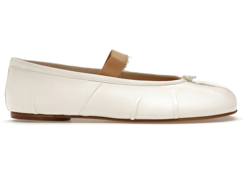 Maison Margiela Tabi Ballerina Flat Elastic Band Ivory Nude Womens