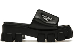 Prada Soft Padded 55Mm Strap Sandals Black Nappa Leather