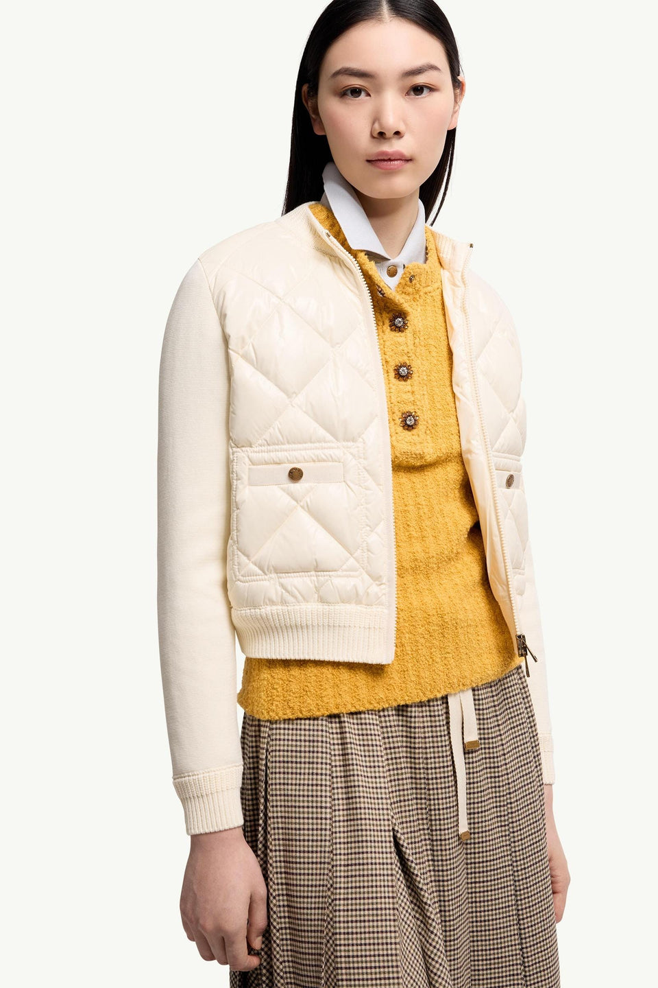 Moncler Cotton Padded Cardigan White White