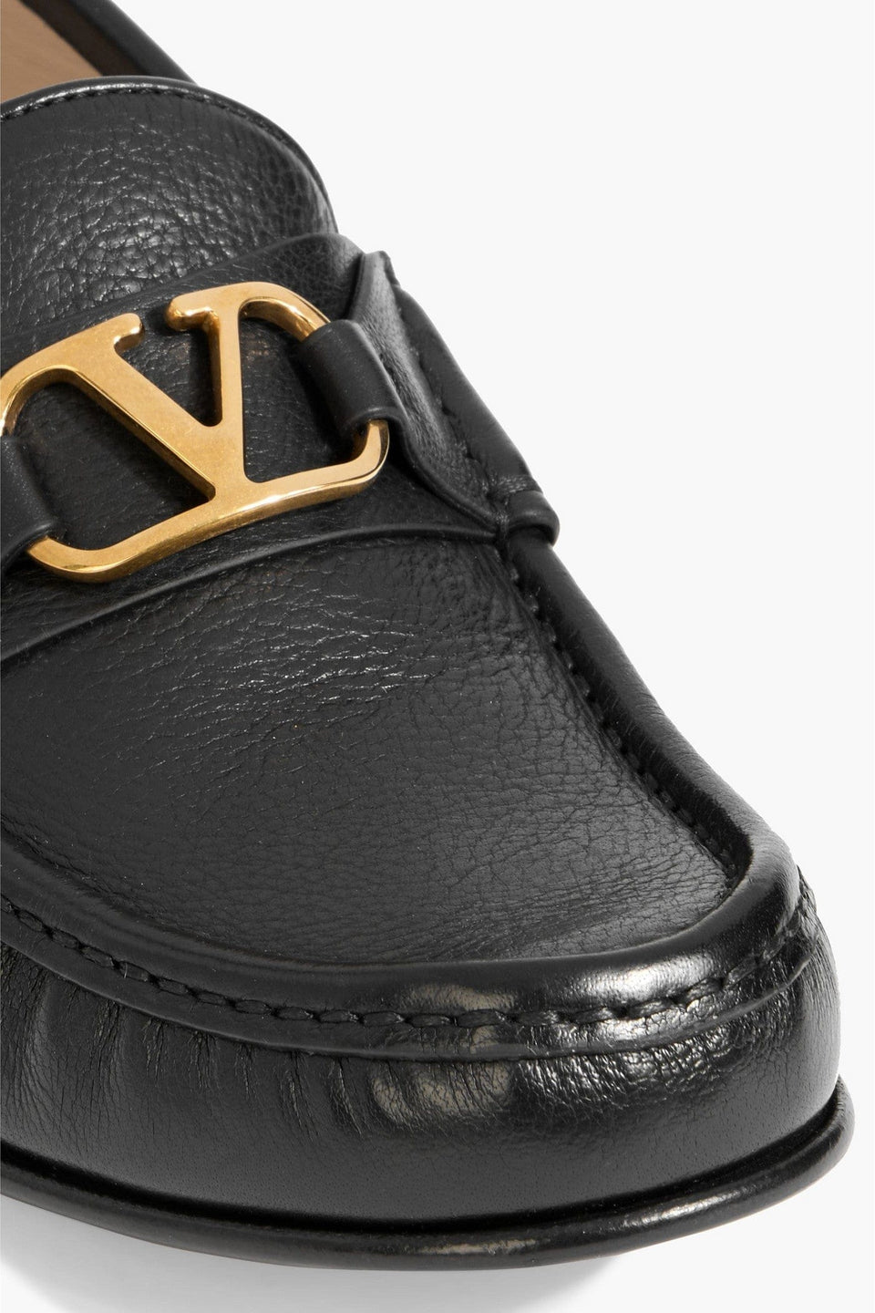 Valentino Garavani Vlogo Signature Leather Loafers Black Women's