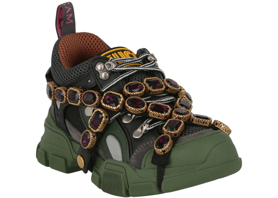Gucci Flashtrek Sega Green Removable Crystal Womens