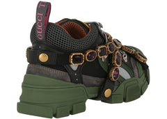 Gucci Flashtrek Sega Green Removable Crystal Womens