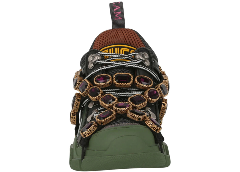 Gucci Flashtrek Sega Green Removable Crystal Womens