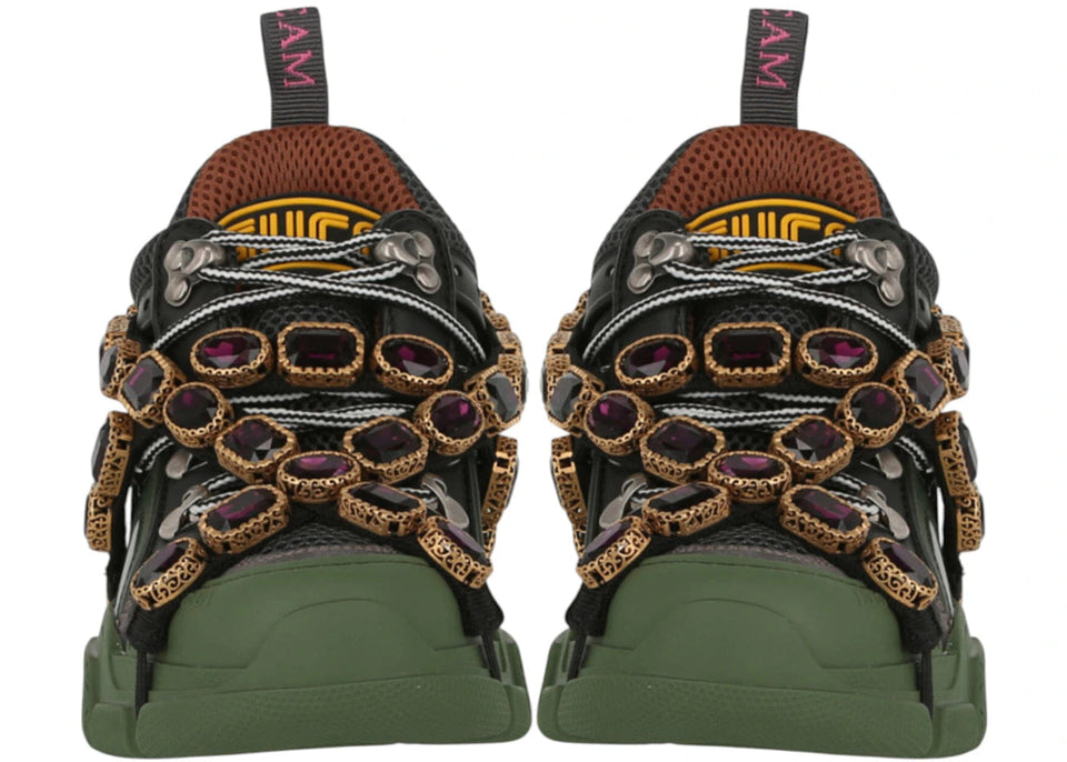 Gucci Flashtrek Sega Green Removable Crystal Womens