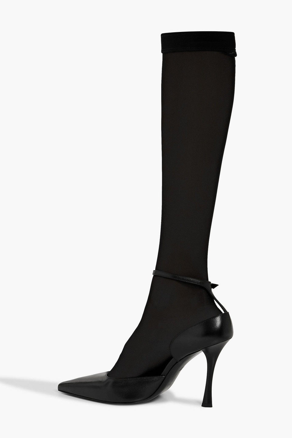 Givenchy Show Stocking Leather Pumps And Socks Set Black Women's