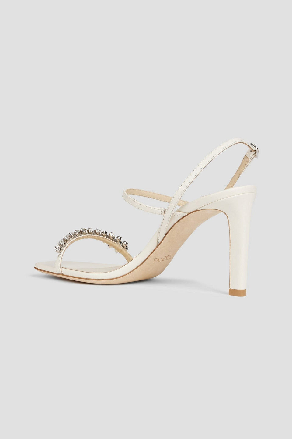 Jimmy Choo Meira 85 Crystal-Embellished Leather Slingback Sandals Ivory Women's