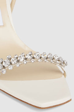 Jimmy Choo Meira 85 Crystal-Embellished Leather Slingback Sandals Ivory Women's