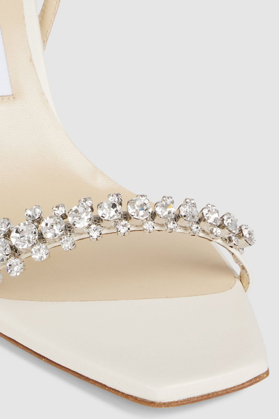 Jimmy Choo Meira 85 Crystal-Embellished Leather Slingback Sandals Ivory Women's