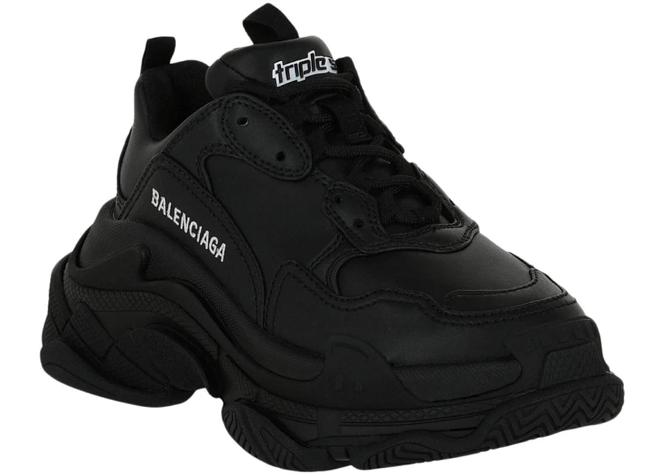 Balenciaga Triple S Synthetic Leather Triple Black Womens