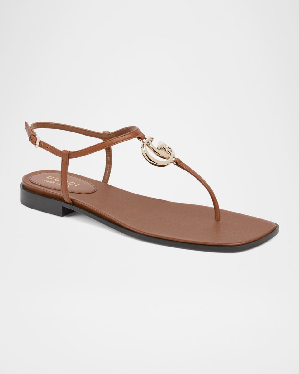 GG Marmont Leather Thong Sandals