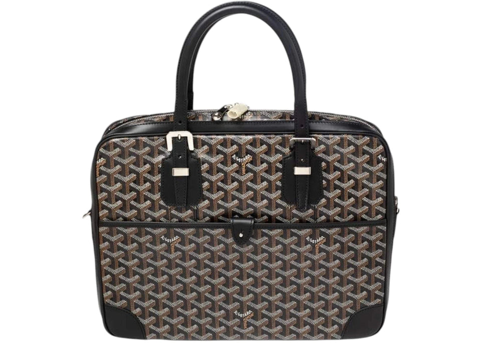 Goyard Ambassade Briefcase Goyardine Mm Black