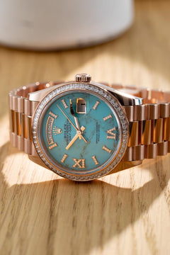 Rolex | Day-Date | 128395TBR | Rose gold | 36 mm | Rose gold | Blue | Automatic