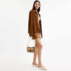 Coach Twin Turnlock Waverly Bag In Signature Jacquard Brass Khaki Light Peach