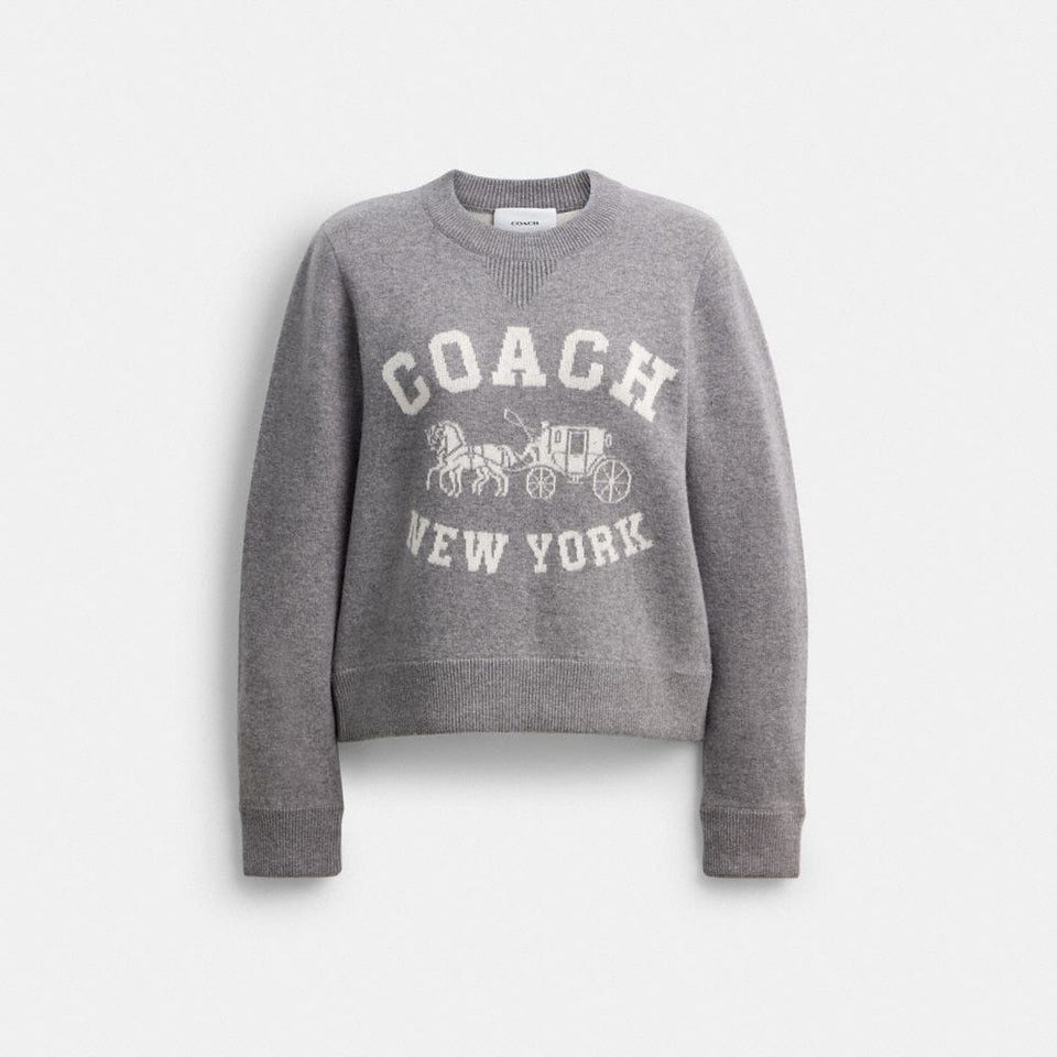 Coach Horse And Carriage Crewneck Sweater Heather Grey