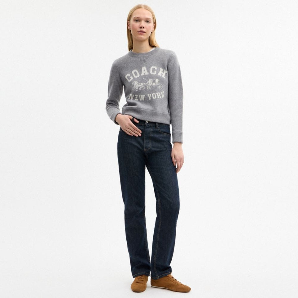 Coach Horse And Carriage Crewneck Sweater Heather Grey