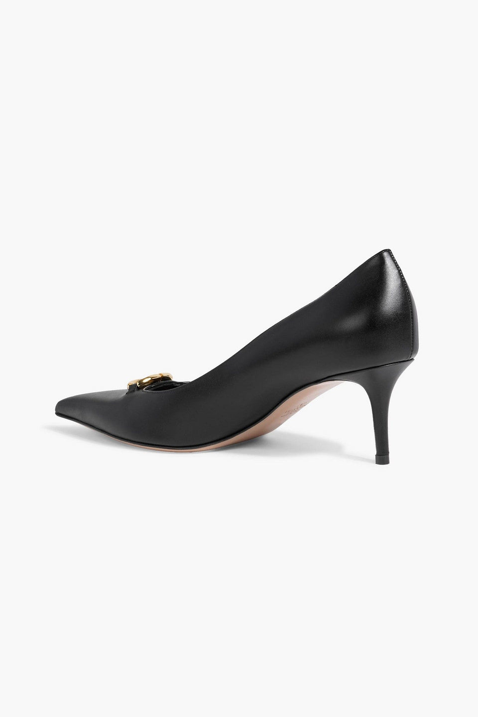 Valentino Garavani Vlogo Signature Leather Point-Toe Pumps Black Women's
